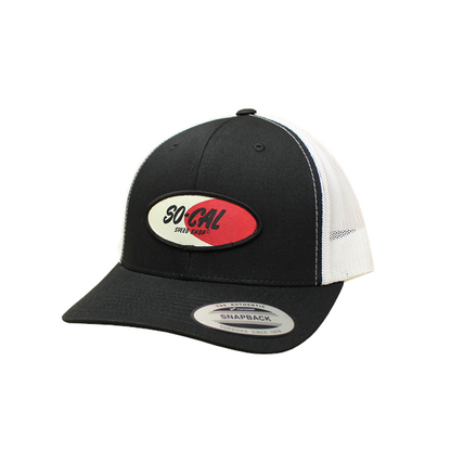 Snap Back Trucker Hat - Black & White Logo Patch