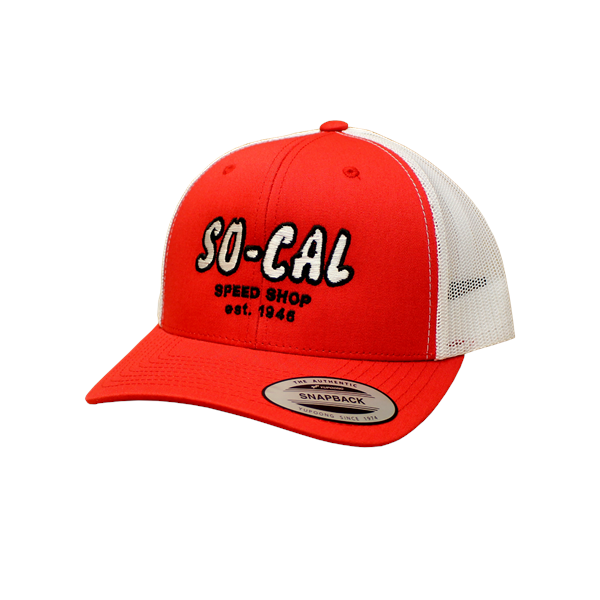SO-CAL Script Snap Back Trucker Hat Red/White