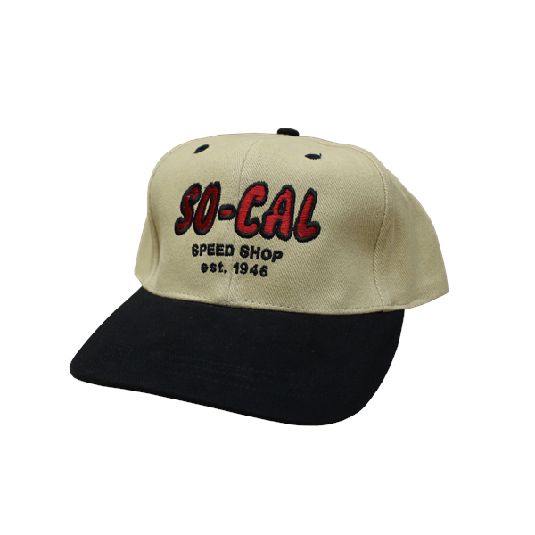 SO-CAL Script Hat, Khaki w/Black Brim Adjustable